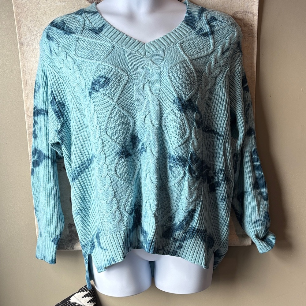 Sonoma Teal and Navy V-Neck Sweater